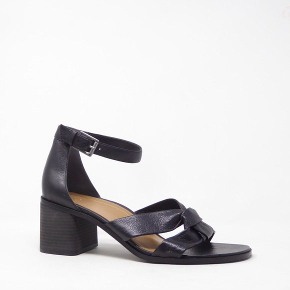 Vionic Shoes - Vionic Womens Maia Sandals Knotted Black Leather Ankle Strap Block Heel 12W
